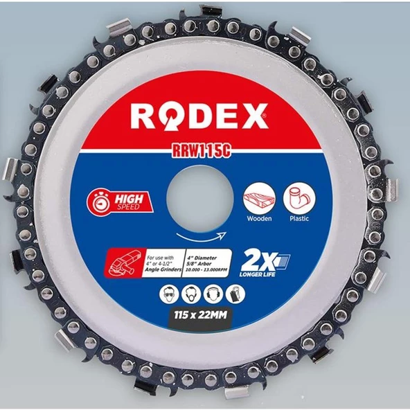 Rodex Zincirli Ahşap İşleme Oyma Kesme Disk 115 MM ürün görseli 1