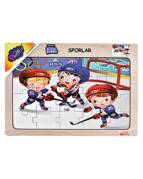 Playwood Ahşap Eğitici Puzzle Sporlar Buz Hokeyi ONY86 ürün görseli 1