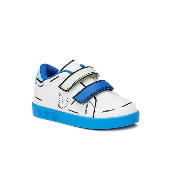 Vicco Picasso Işıklı Erkek Bebe Beyaz/Saks Mavi Sneaker ürün görseli 1