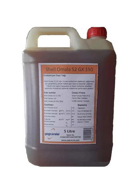 AÇIK-SHELL OMALA S2 GX 150 DİŞLİ YAĞI-5 LİTRE ürün görseli 1