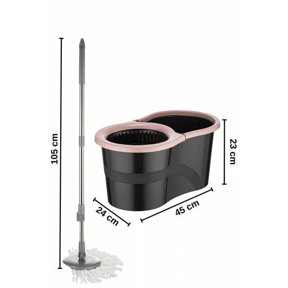 Urve Microfiber Süper Mop Set 360 Pembe - Resim 3
