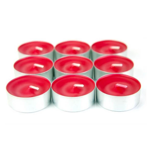 Piev Tea Lights Dekoratif Süs Romantik Mum 50 Li Paket Kırmızı - Resim 2