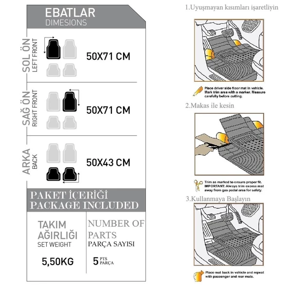 AUDİ A4 2008-2015 3D Siyah Oto Paspas Seti - Resim 2