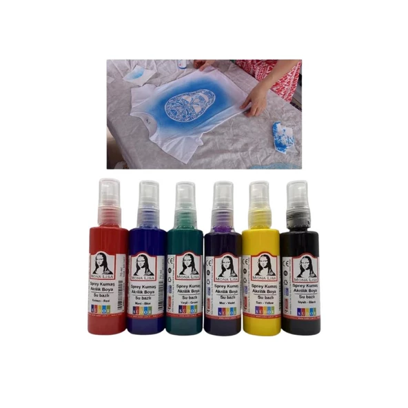 Kumaş Boyası Sprey 6 Renk 70ml*6 Adet Monalisa Tekstil Boyası Sprey Boya ürün görseli 1