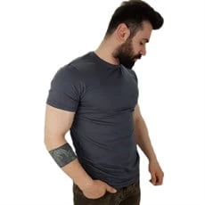 Basic Antrasit Erkek T-Shirt - Resim 3