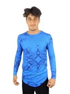Mavi Desenli Boyu Uzun T-Shirt 102 ürün görseli 1