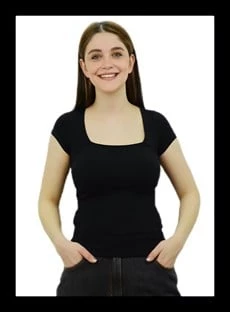 Kare Yaka Siyah T-Shirt ürün görseli 1
