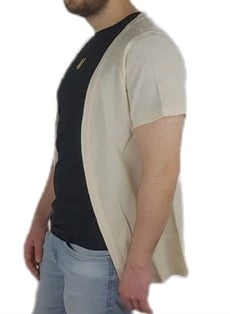 Önü Açık Waffle Krem T-shirt - Resim 3