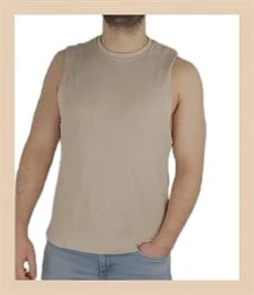 Spor Geniş Kolsuz Bej Atlet 10126 ürün görseli 1