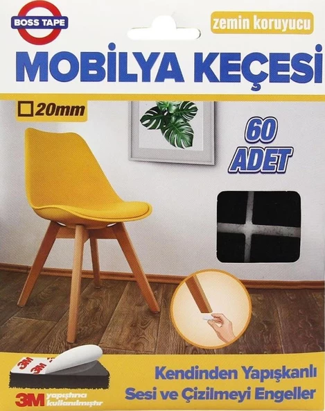 Mobilya Keçesi Sese ve Çizilmeye Son Yapışkanlı 20mmx60Ad-Kare ürün görseli 1