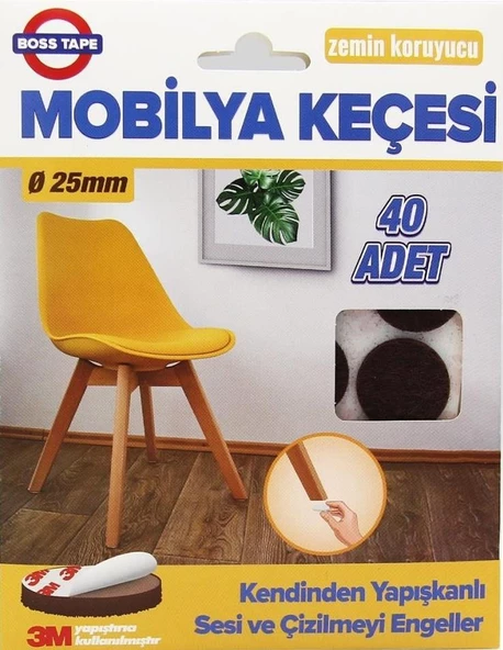 Mobilya Keçesi Sese ve Çizilmeye Son Yapışkanlı 25mmx40Ad-Yuvarlak ürün görseli 1