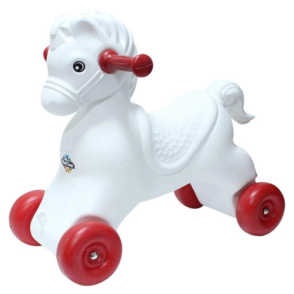 Moli Toys Salllanan Yeşil Kızaklı (Sökülür) Beyaz Kırmızı Tekerli At ürün görseli 1