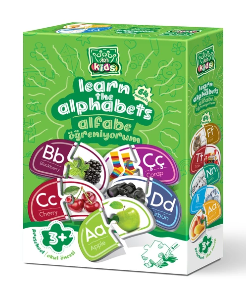 Eğitici Resimli Kartlar ile Alfabe Öğreniyorum Puzzle Seti 128 Parça ürün görseli 1