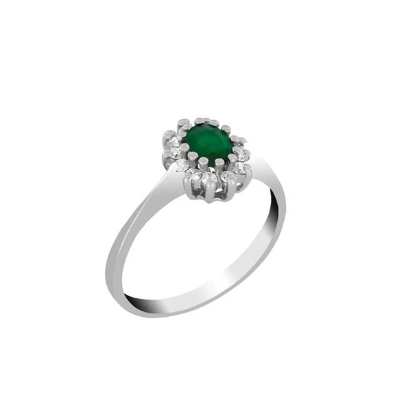 0,50 Ct Pırlanta Zümrüt Yüzük ürün görseli 1