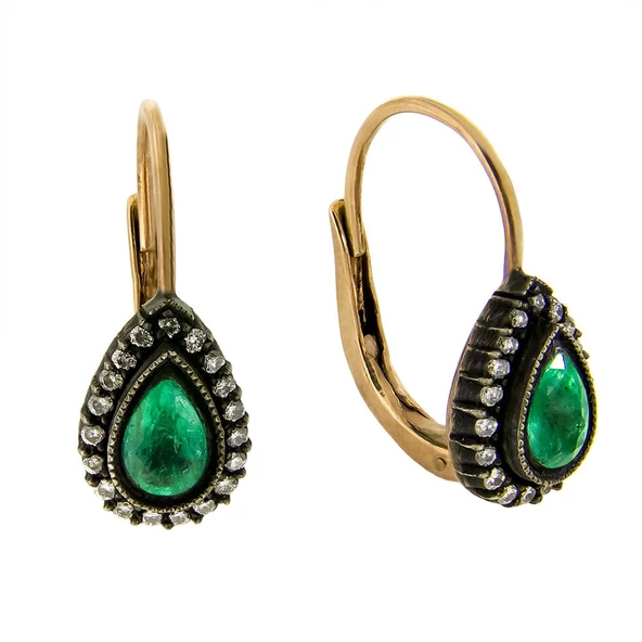 1,02 Ct Zümrüt Elmas Küpe ürün görseli 1