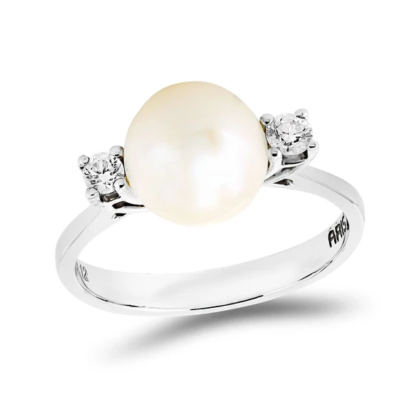 0,12 Ct Pırlanta İnci Yüzük ürün görseli 1