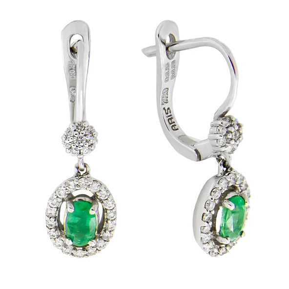 0,88 Ct Zümrüt Pırlanta Küpe ürün görseli 1