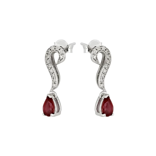 0,09 Ct Pırlantalı Yakut Küpe ürün görseli 1
