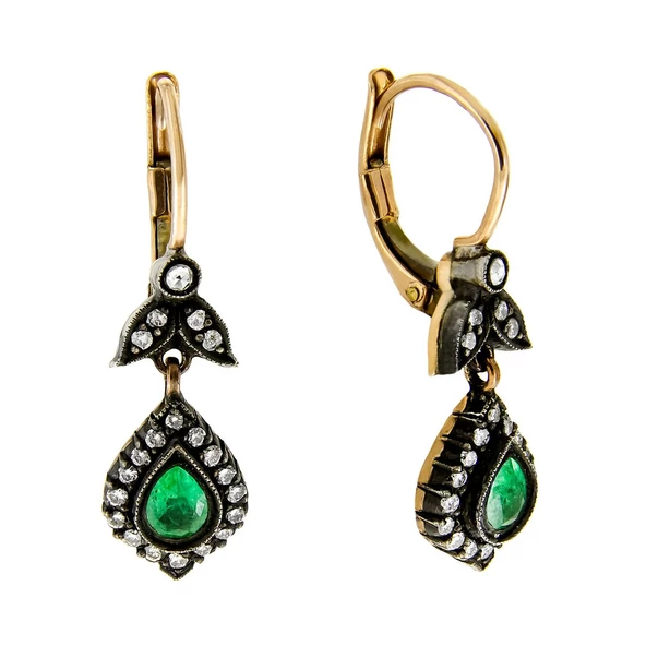 0,87 Ct Zümrütlü  Elmas Küpe ürün görseli 1