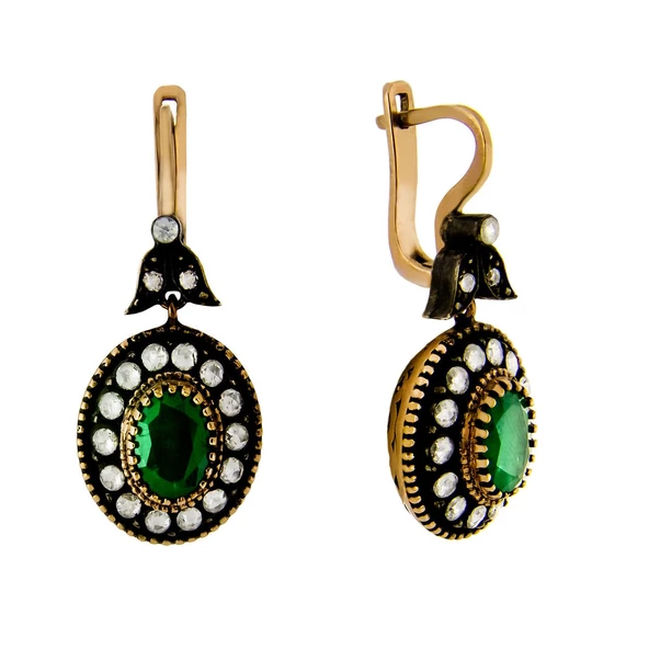 3,05 Ct Zümrüt  Elmas Küpe ürün görseli 1