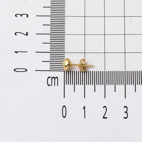 Aynalı 14 Ayar Altın Mini Top Küpe - Resim 6