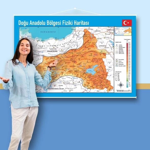 Doğu Anadolu Bölgesi Fiziki Haritası 70x105 ürün görseli 1