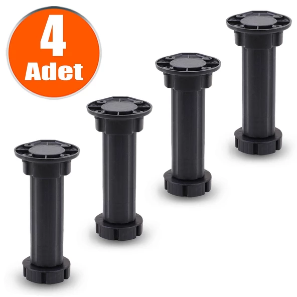 Ayarlanabilir Dolap Mobilya Ünite Mutfak Tezgah Yükseltme Ayağı 12 Cm Siyah Denge Ayakları (4 ADET) ürün görseli 1