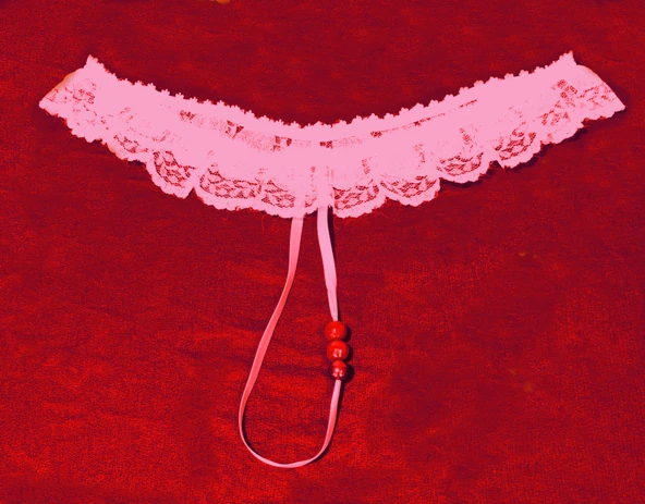 ASM0231 Bayan Pembe Dantel  Boncuk O Gece String - Resim 8