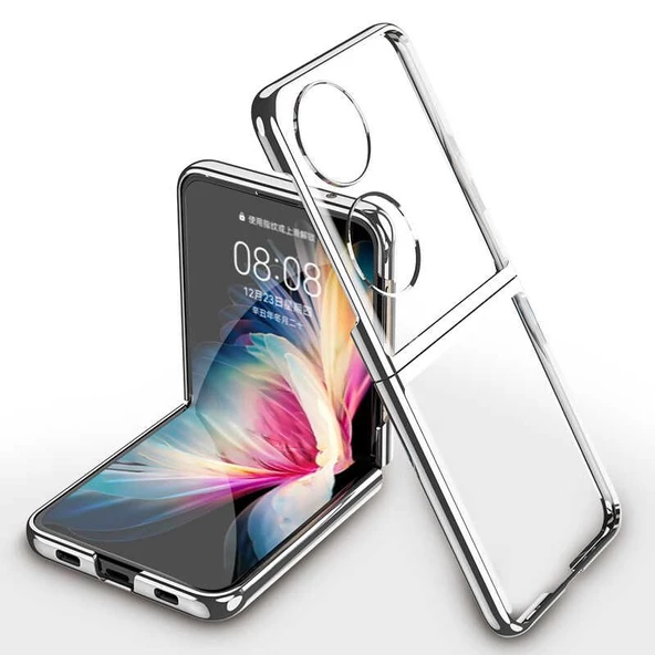 Gpack Huawei P50 Pocket Kılıf Şeffaf Kenar Renkli Sert ürün görseli 1