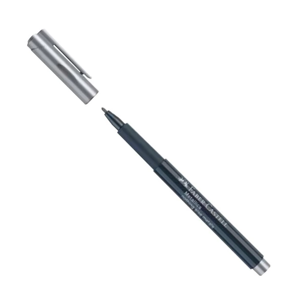 Gümüş Gri Metalik Marker Kalem 1.5 mm Keçe Uçlu 1 Adet Faber Castell Gümüş Gri Metalik Marker Kalem 1.5 mm Keçe Uçlu 1 Adet ürün görseli 1