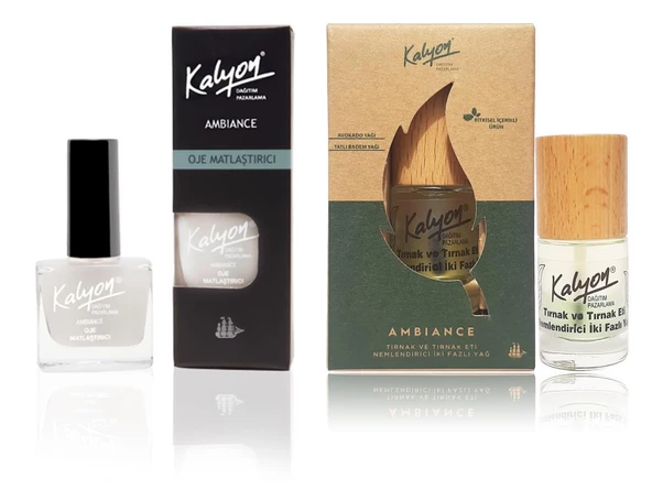 Kalyon Oje Matlaştırıcı+Kalyon Bitkisel Tırnak ve Tırnak Eti Nemlendirici İki Fazlı Yağ 11 Ml ürün görseli 1