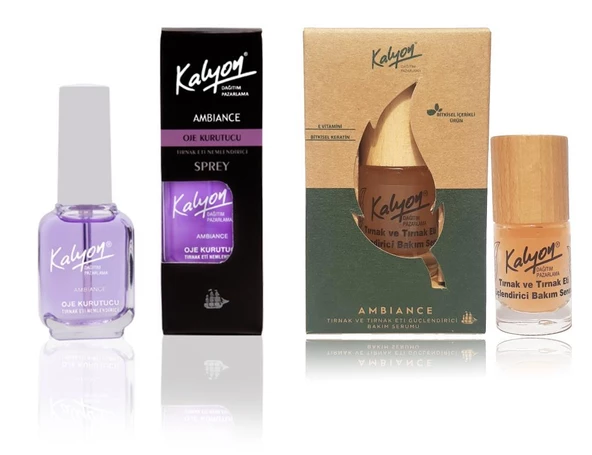 Kalyon Oje Kurutucu Sprey+Kalyon Bitkisel Tırnak ve Tırnak Eti Güçlendirici Bakım Serumu 11 Ml ürün görseli 1