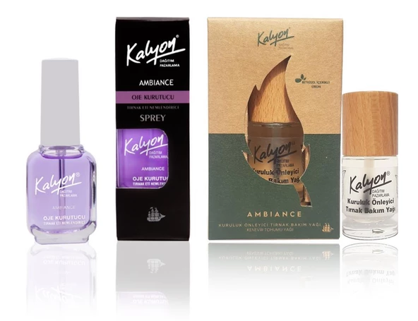 Kalyon Oje Kurutucu Sprey+Kalyon Bitkisel Kuruluk Önleyici Tırnak Bakım Yağı Kenevir Tohumu Yağı 11 Ml ürün görseli 1