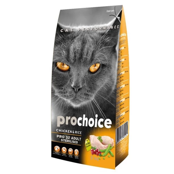 Prochoice Pro 32 Sterilised Tavuklu Kısırlaştırılmış Yetişkin Kedi Maması 2 KG ürün görseli 1