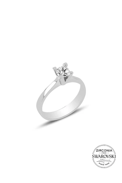 Gümüş Swarovski tek taş yüzük SGTL20499A ürün görseli 1