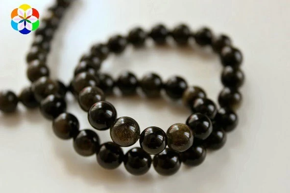 Golden & Siyah Obsidyen Taşı Dizi 8mm ürün görseli 1
