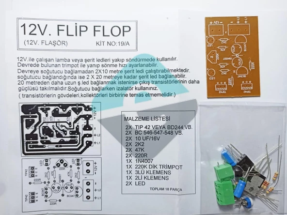 12V Flip Flop Devresi Şerit Ledler İçin Demonte Kit Kendin Yap ürün görseli 1