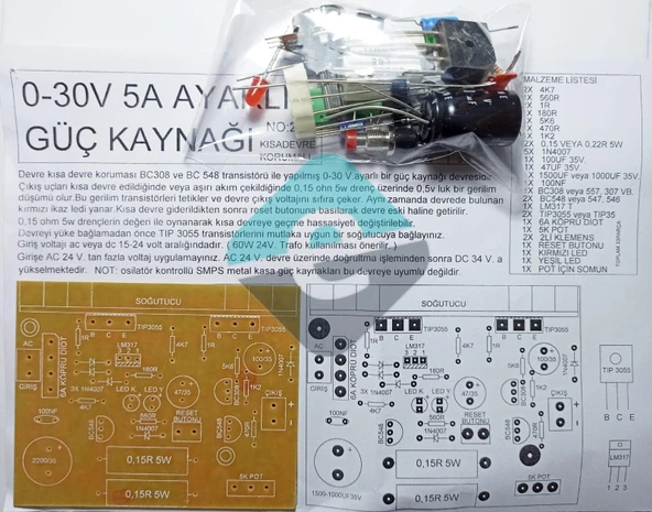 Güç Kaynağı 5A 0-30V Demonte Kit Kendin Yap (NO:23) ürün görseli 1