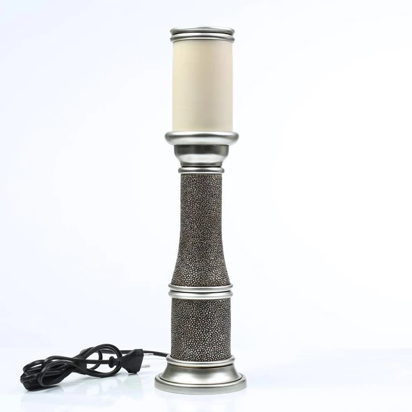Vitale Gümüş Büyük Eskitme Abajur 45cm AK.ART0072 ürün görseli 1