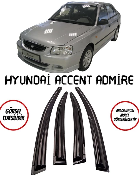 Hyundai Accent Admire 2003-2005 Arası Cam Rüzgarlığı 4lü ürün görseli 1