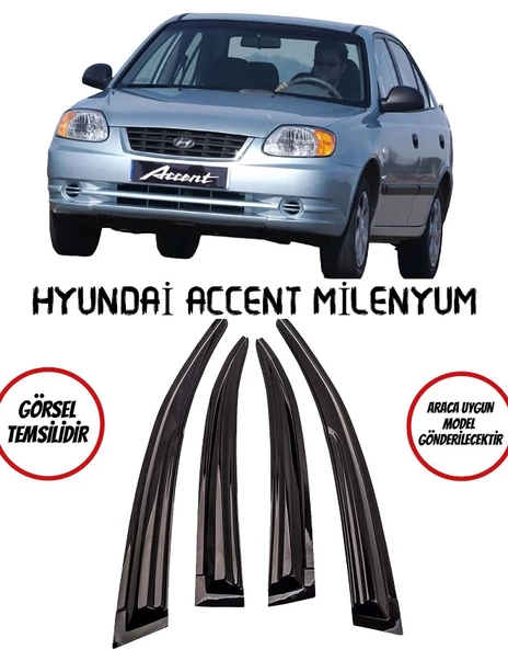 Hyundai Accent Milenyum Cam Rüzgarlık 4lü Takım ürün görseli 1