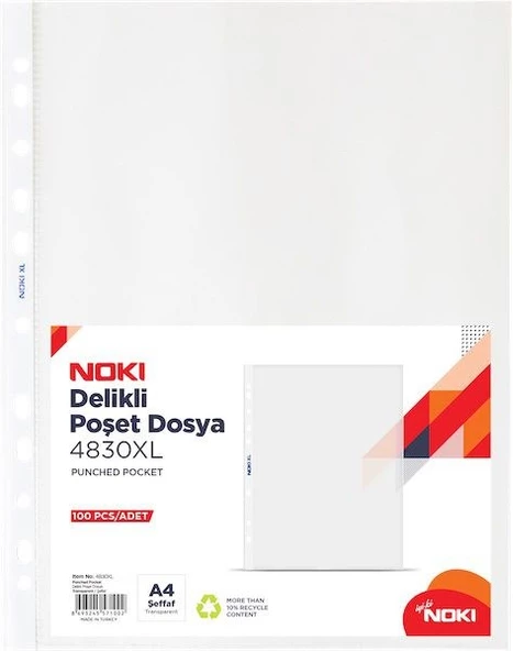 NOKİ ŞEFFAF POŞET DOSYA XL 100 LÜ 4830XL ürün görseli 1