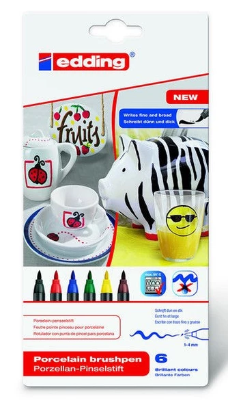 Edding 4200 Porselen Kalemi Standart Ana Renkler (6 lı Paket) ürün görseli 1