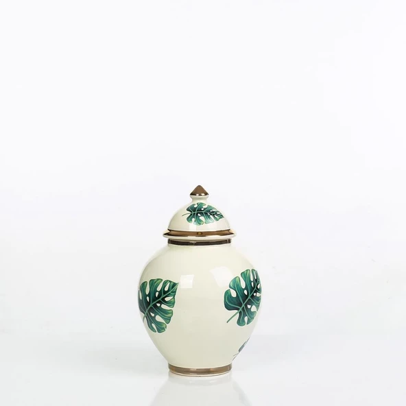 Vitale Yaprak Desenli Şah Küp Yeşil 21 cm AK.NRH0088 ürün görseli 1