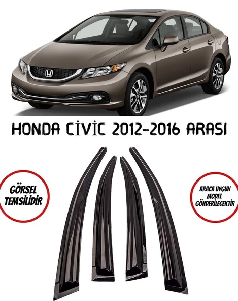 Honda Civic Cam Rüzgarlığı 4lü 2012-2016 Arası ürün görseli 1