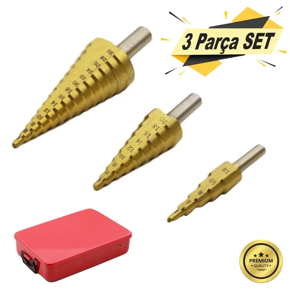 Gfb Kademeli Matkap Ucu Seti 4-12, 4-20, 4-30 Metal Kutulu (3 PARÇA SET) ürün görseli 1
