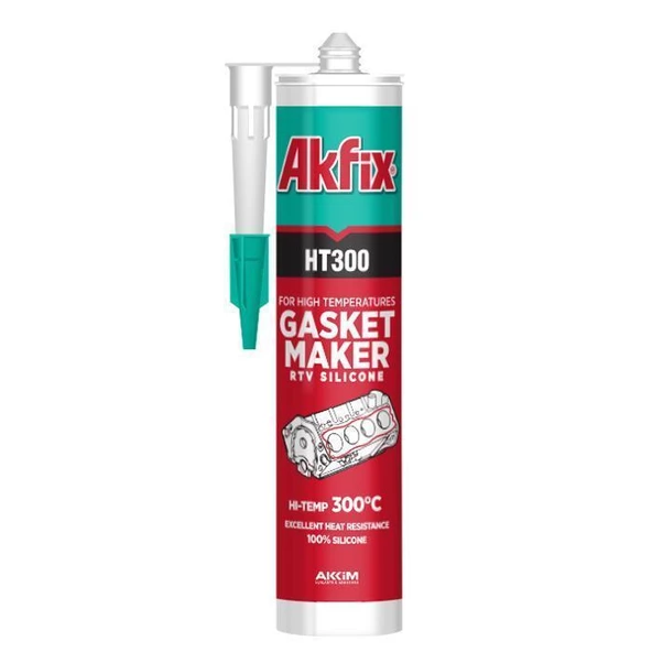 Akfix HT 300 Yüksek Isıya Dayanıklı Silikon Kırmızı 300°C 280 ml ürün görseli 1