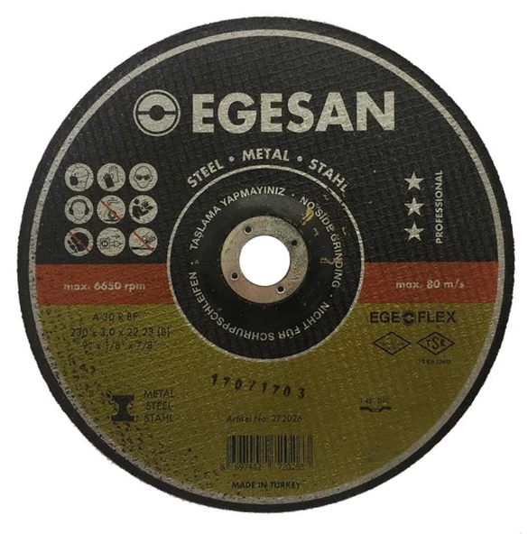 Egesan 230x3,0 Metal Kesici Spiral Taşlama ürün görseli 1