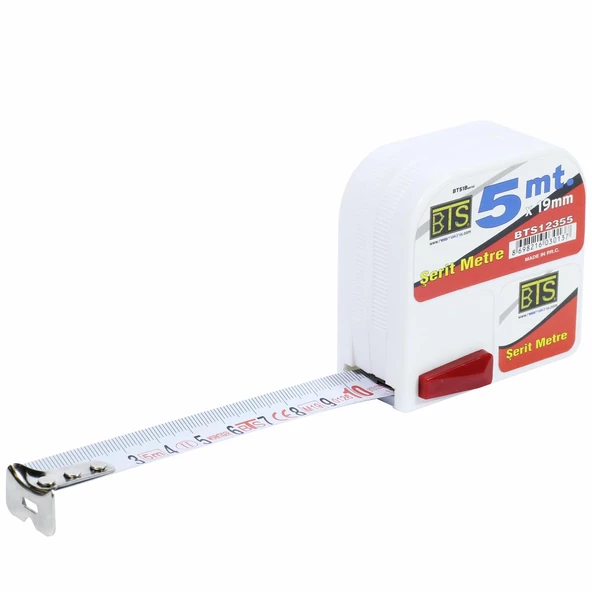 BTS Şerit Metre Stoplu Beyaz 5 Metre x 19 mm (12355) ürün görseli 1