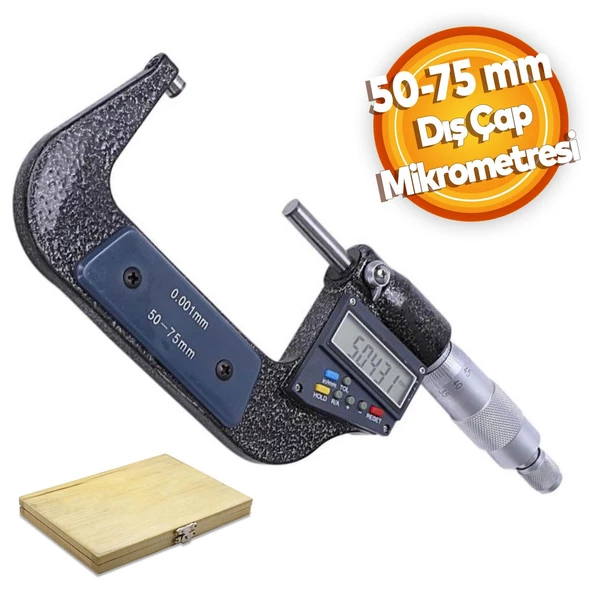 Dw Elektronik Dijital Dış Çap Mikrometresi 50-75 mm 0.001 mm Profesyonel Çelik Mikrometre ürün görseli 1